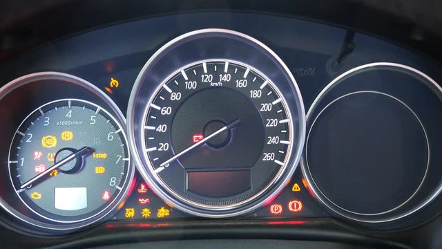 testing instruments on the scoreboard when starting the engine of the car