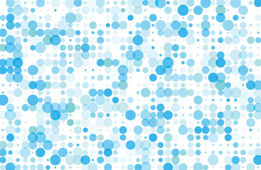 Dotted background with circles, dots, point different size, scale. Halftone pattern.  Blue color 