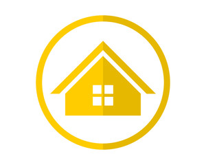 circle yellow house housing home residence residential residency real estate image vector icon 1