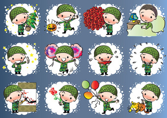 cartoon soldier set