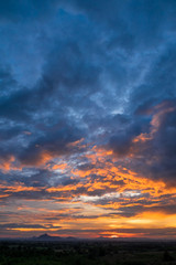 colorful dramatic sky with cloud at sunset