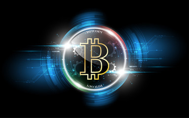 Bitcoin gold money futuristic network business concept
