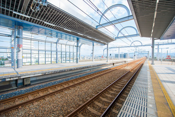 The railway platform at the station