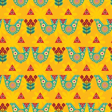 Folk Seamless Pattern In Scandinavian Style