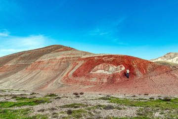 Amazing striped red mountains