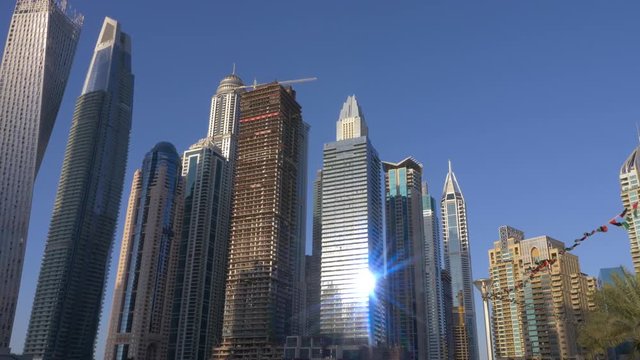 Glass architecture skyscraper building in Dubai Marina
