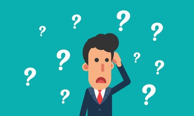 Businessman confused, businessman thinking with question mark