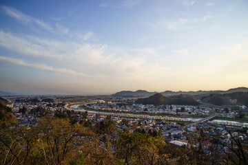 古城山城址からみた角館の風景