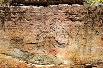 Pictures and inscriptions on the rock wall at the foot of Naegokcheon Stream, Dudong-ri, Ulju-gun, Ulsan, Korea
