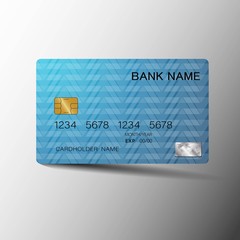 Realistic detailed credit cards. With inspiration from the abstract blue and color on the gray background. Glossy plastic style. Vector illustration design EPS10