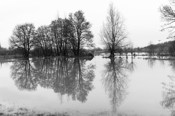 Fr&auml;nkische Wiese unter Hochwasser