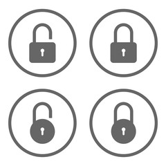 Set of closed and open padlock icons. Vector.