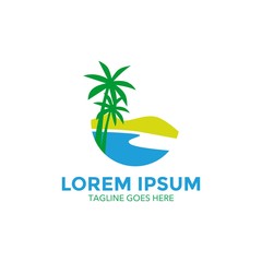 Unique resort Logo. Home illustrations with beautiful scenic backdrops. icon