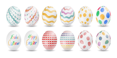 Colorful easter eggs vector graphic with happy easter. Aufgereihte bunte Ostereier - Frohe Ostern. Ostereier, Eier, Ostern, nebeneinander, farbig, bunt, gefärbte.