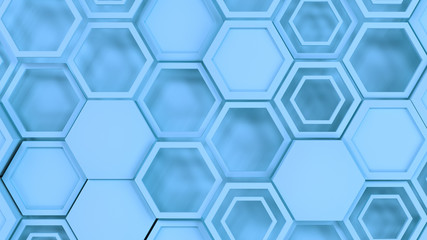 Abstract 3d background made of blue hexagons