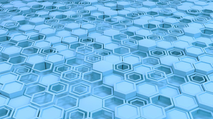 Abstract 3d background made of blue hexagons