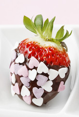 Chocolate dipped strawberries and bananas.