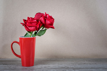 Happy Valentine's Day Concept with red roses and space for text