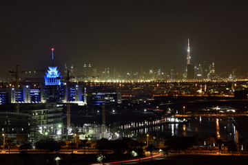 Fototapeta na wymiar Dubai Skyline from Dubai Silicon Oasis area, Dubai, United Arab Emirates