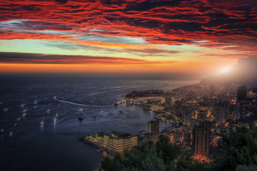 Monaco sunset  viewed from La Turbie
