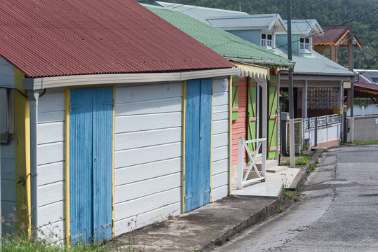 Typical colorful house in Guadeloupe, in the village of the Saintes island, Terre-de-Bas

