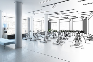 Ergometer im Fitness-Zentrum (Skizze)