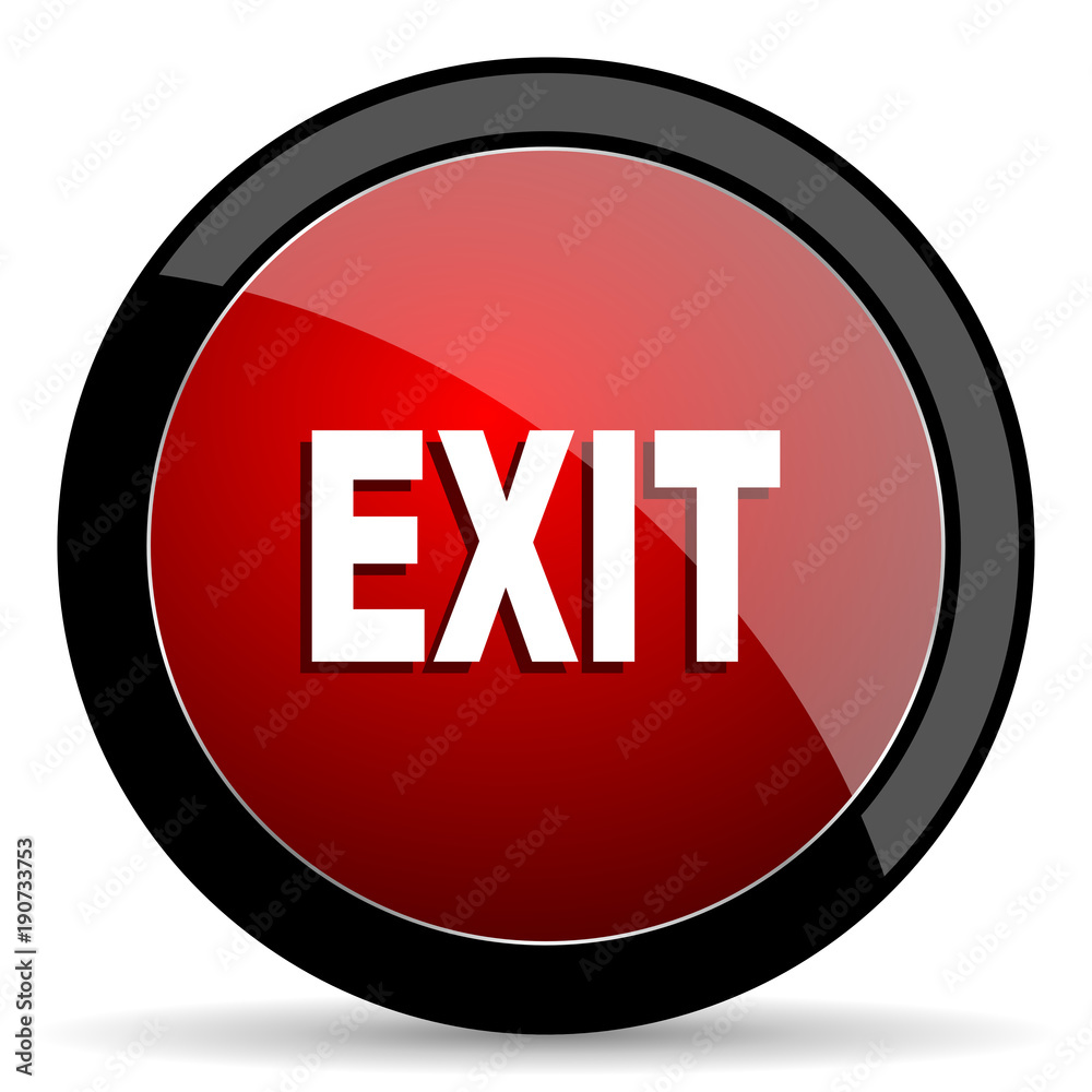Leinwandbilder Exit vector icon. Modern design red and black glossy web and mobile applications button in eps 10