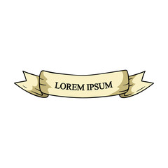 Beautiful colored ribbon. Realistic Ribbon with inscription: Lorem ipsum