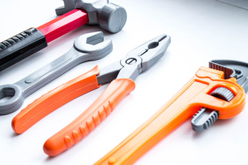 A set of plastic children's instruments for games