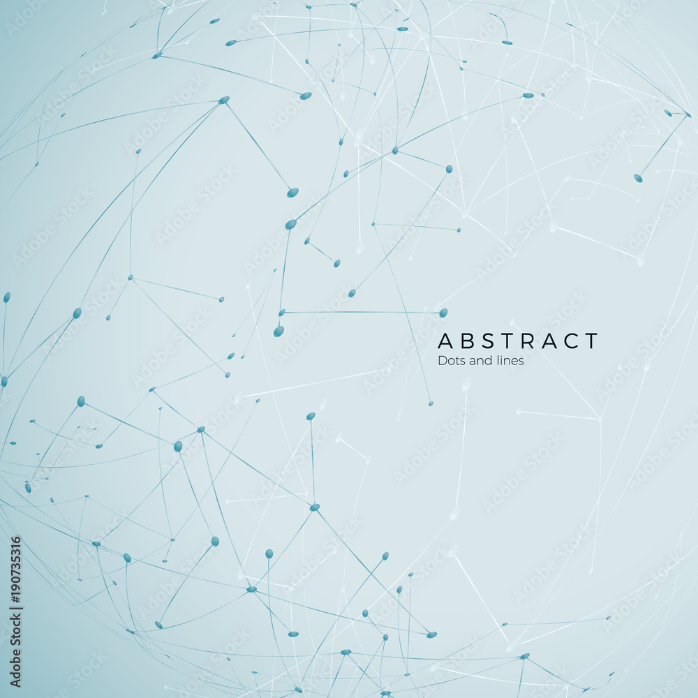 Poster intricacy node molecular or atomic chemistry structure pattern. polygonal dots and lines background 