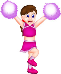 cute cheerleading cartoon in action with smiling