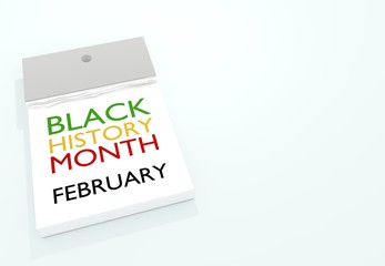 Calendar on Black History Month page - Copyspace 