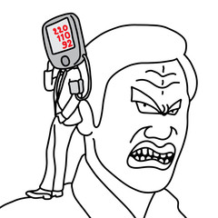 metaphor cause of high blood pressure or hypertension is congenital vector illustration sketch hand drawn with black lines, isolated on white background. Education Medical concept.