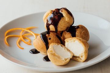 profiteroles with chocolate glaze