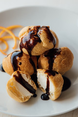 profiteroles with chocolate glaze