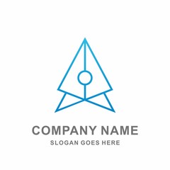 Geometric Triangle Pyramid Arrow Paper Plane Architecture Interior Building Business Company Stock Vector Logo Design Template