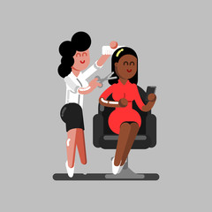 Hair dresser in work