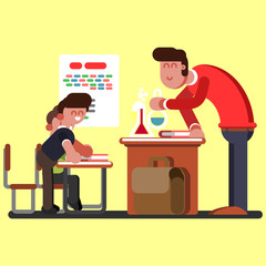 Fototapeta premium Two boys on chemical classes