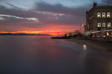 Lisbon (Portugal) - View of river Tejo in the sunset