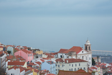 Fototapeta na wymiar Lisbon (Portugal) - View of Alfama from Miradouro de Santa Luzia