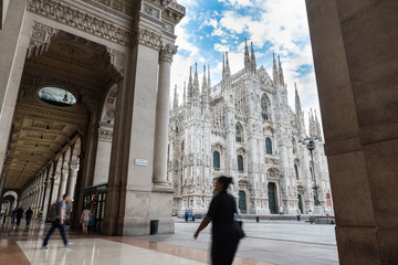Milan Cathedral (Duomo di Milano) seen from the Vittorio Emanuele II Gallery; square Duomo in the...