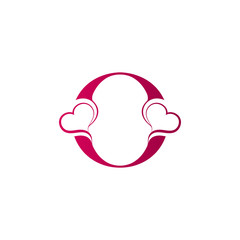 O letter logo with heart icon, valentines day concept