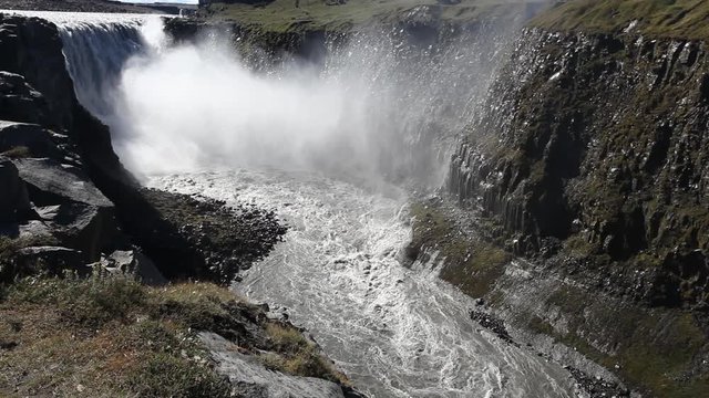 Gullfoss, the famous icelandic waterfall, part of the Golden Circle. Summer season, sunny day. Iceland, Europe.