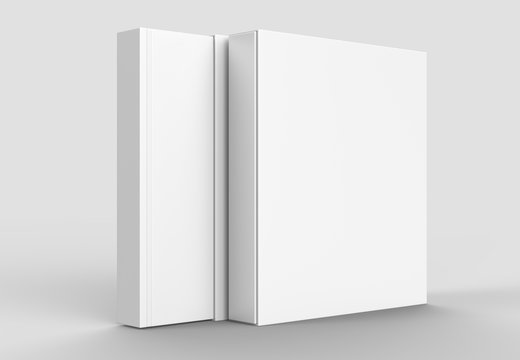 Square slipcase book mock up isolated on soft gray background. 3D illustrating.