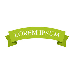 Beautiful colored ribbon. Realistic Ribbon with inscription: Lorem ipsum