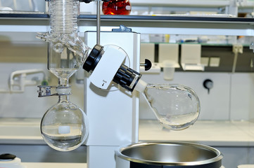 Glass bulbs and tube with glass spirals.