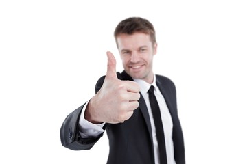 successful businessman showing thumb up