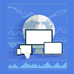 Innovation technology business creative stock analysis ideas concept, Vector illustration