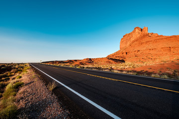 Empty scenic highway in Monument Valley
