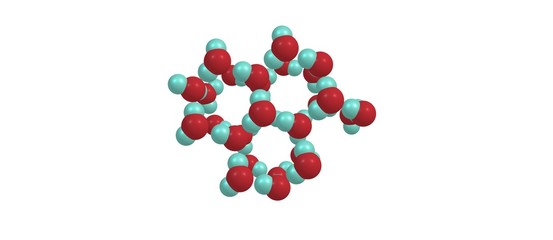 Molecular structure of ice on white background